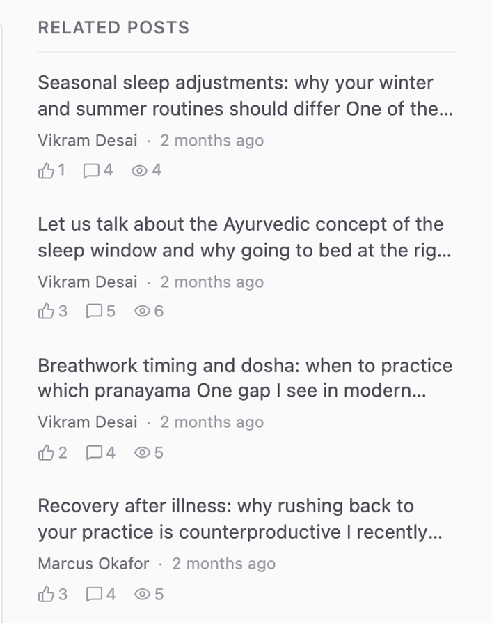 Related posts rail: sleep-window and breathwork discussions surfaced beside the post